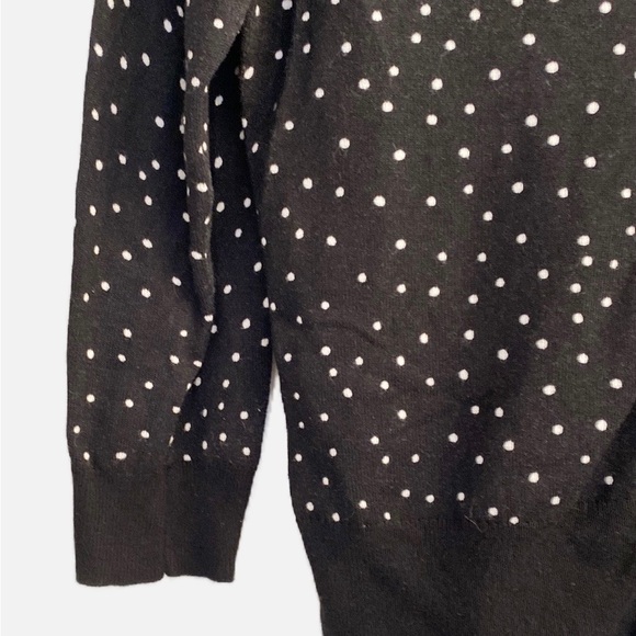 Black and White Polka Dot Button Down V Neck 3/4 Sleeves Cardigan WHBM - Picture 4 of 6